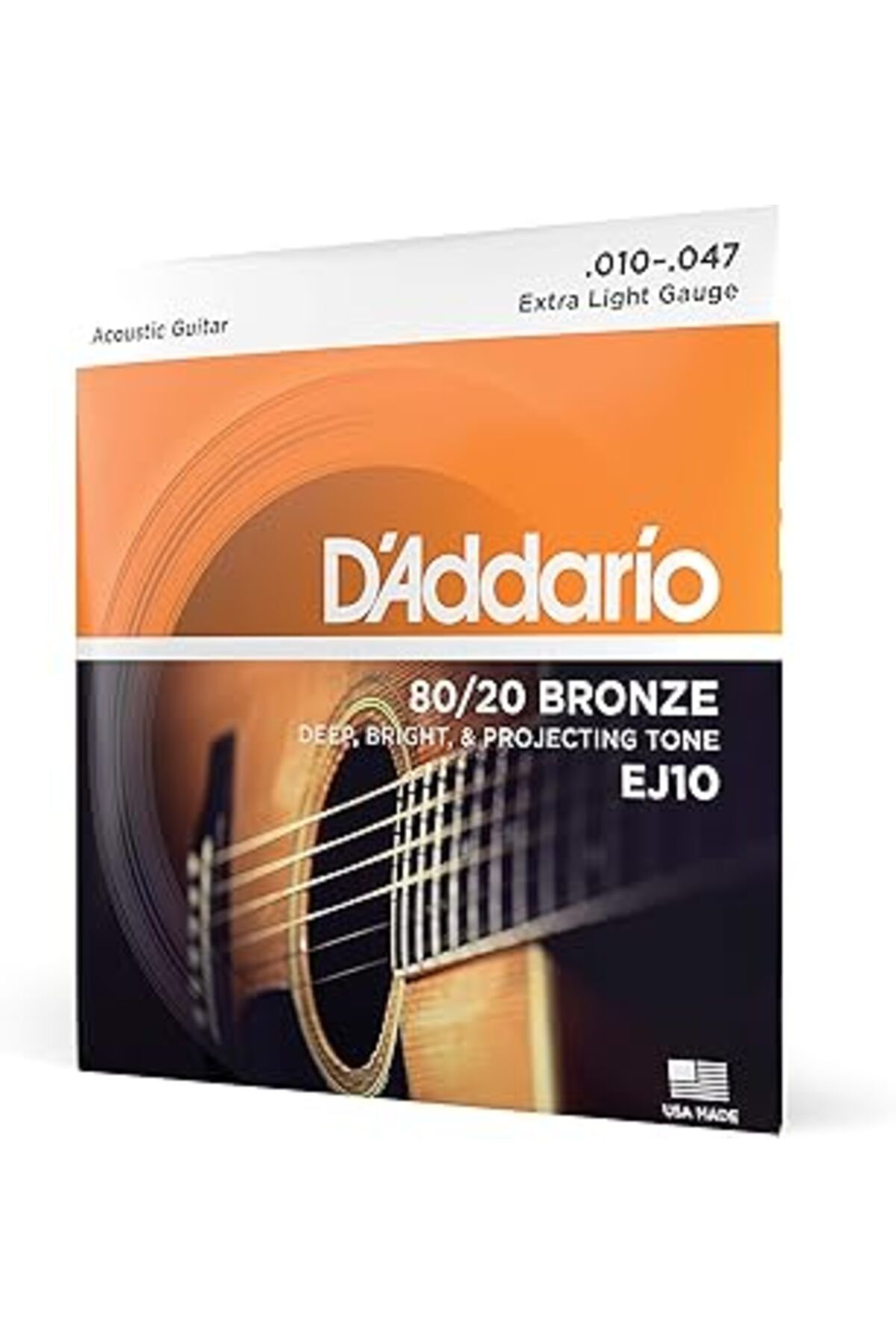 Pazarcan D'Addario Ej10 Akustik Gitar Tel Seti, 80/20 Bronze, Extra Light
