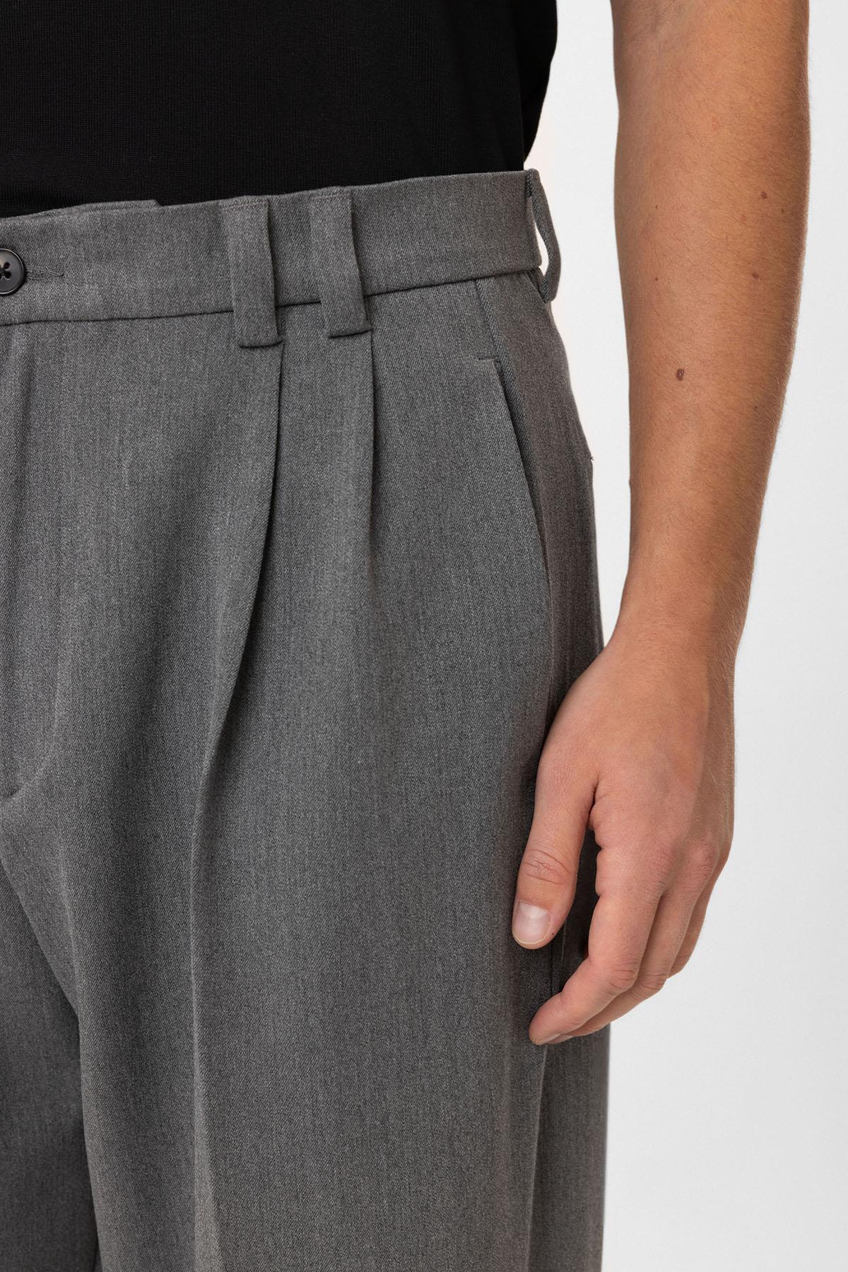 Antioch-Gray High Waist Relax Fit Pleated Men's Trousers 4
