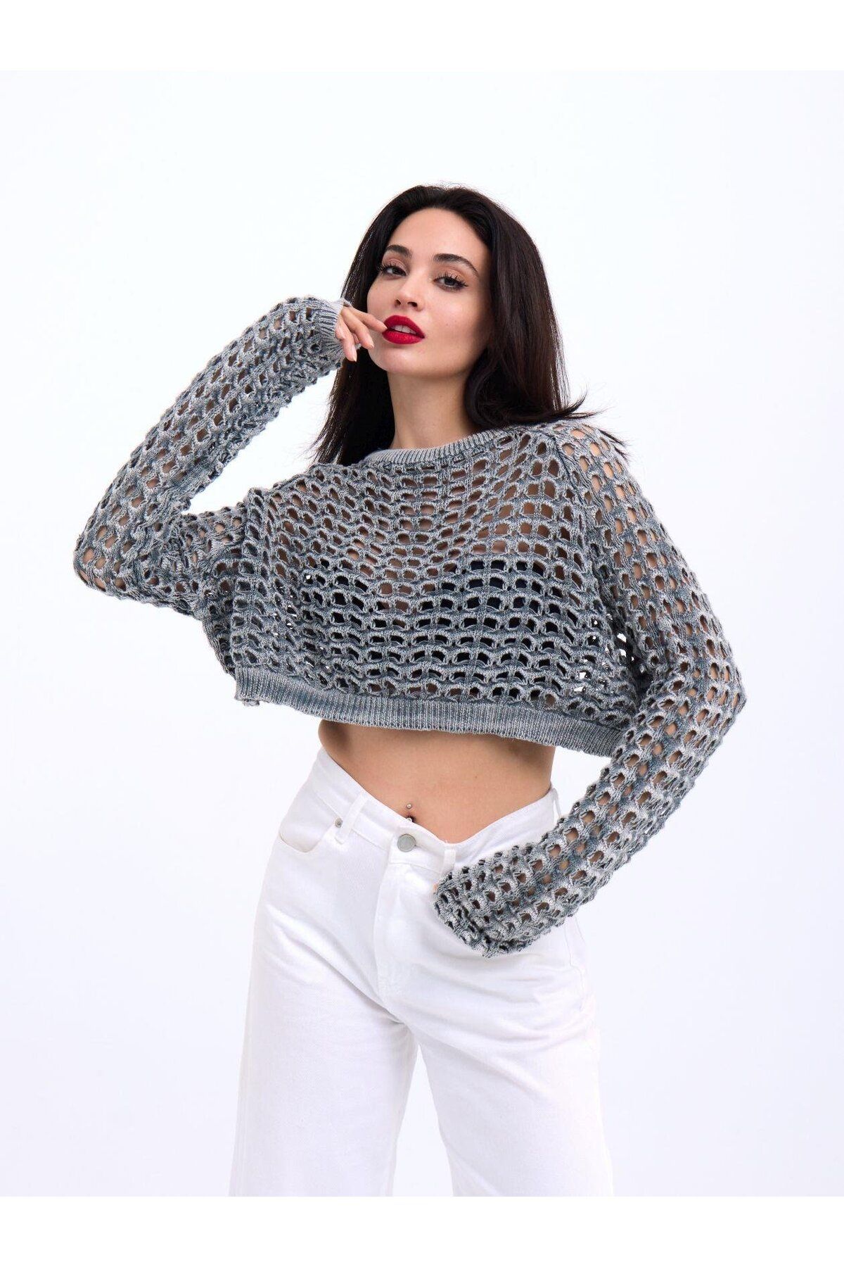 Meleners 3958 TRİKO FİLE BOLERO-GRİ