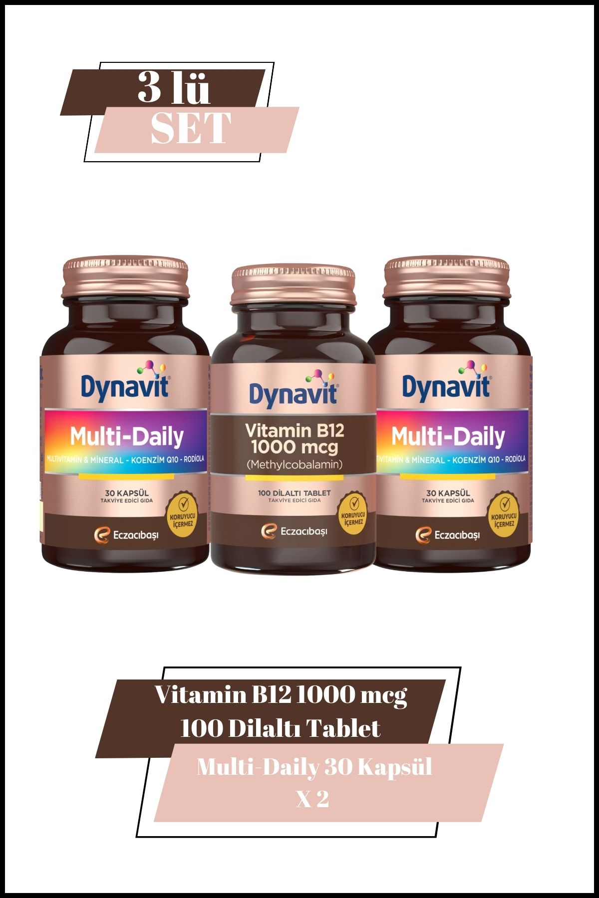 Dynavit Vitamin B12 1000 mcg & Multi-Daily 30 Kapsül X2