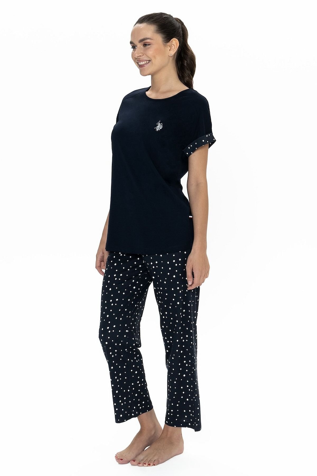 ست پیژامه زنانه آستین کوتاه یقه گرد U.S. Polo Assn. 20052 سرمه‌ای — 3