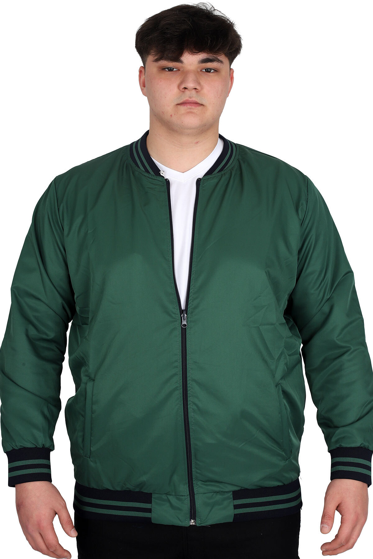 ModeXL Mode XL Büyük Beden Erkek Çift Taraflı Mont 23652 Lacivert-Yeşil görsel 2