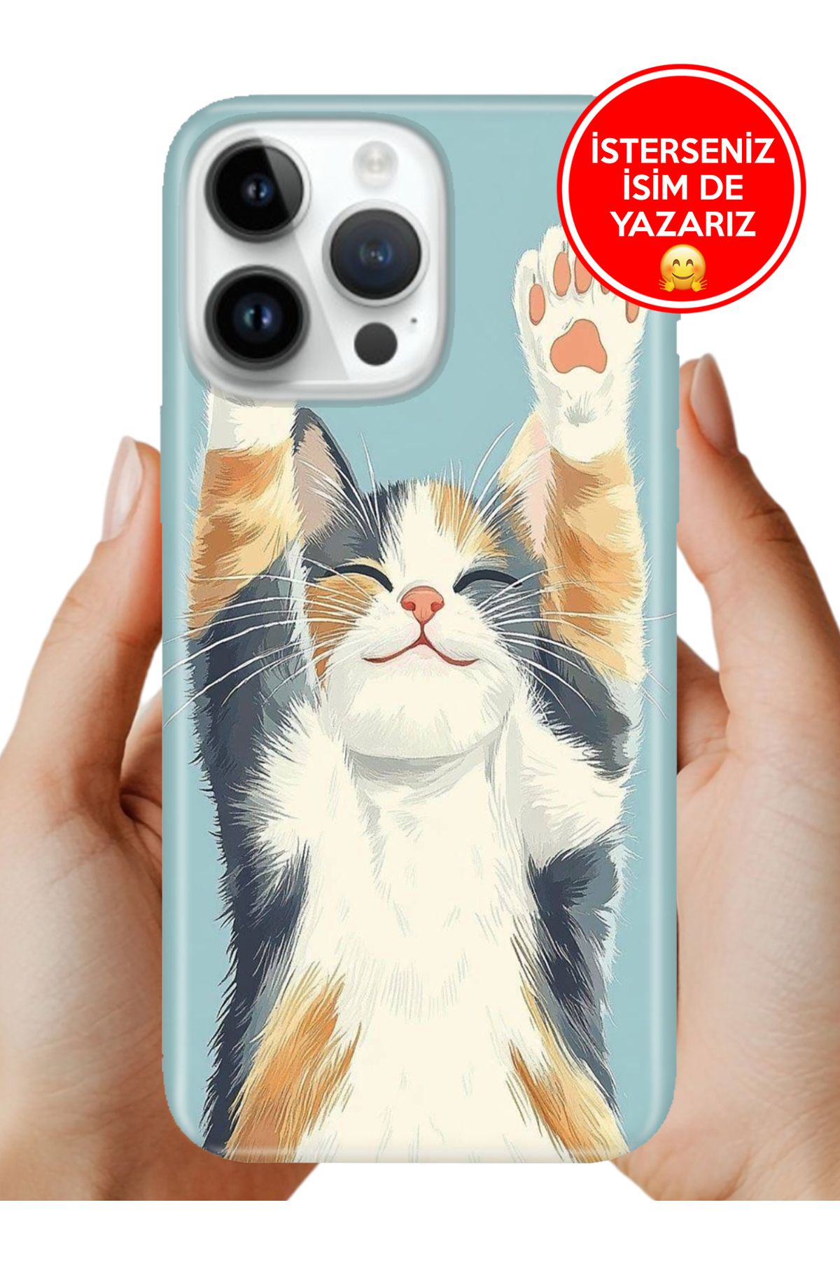 Cekuonline iPhone 15 Pro 6.1" Kılıf Baskılı Life Style Kapak Silikon Eller Yukarı