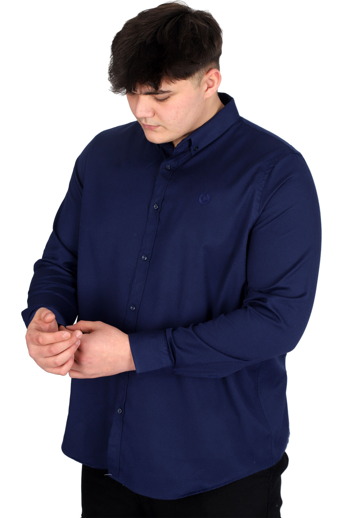 ModeXL Mode XL Büyük Beden Erkek Uzun Kol Gömlek Klasik OXFORD U20368 Lacivert görsel 2