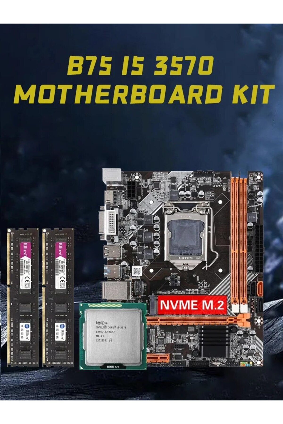 Choice-Motherboard+CPU+RAM Kllisre B75 Kit Motherboard Set with Core I5 3570 2 X 8GB = 16GB 1600MHz DDR3 De 8