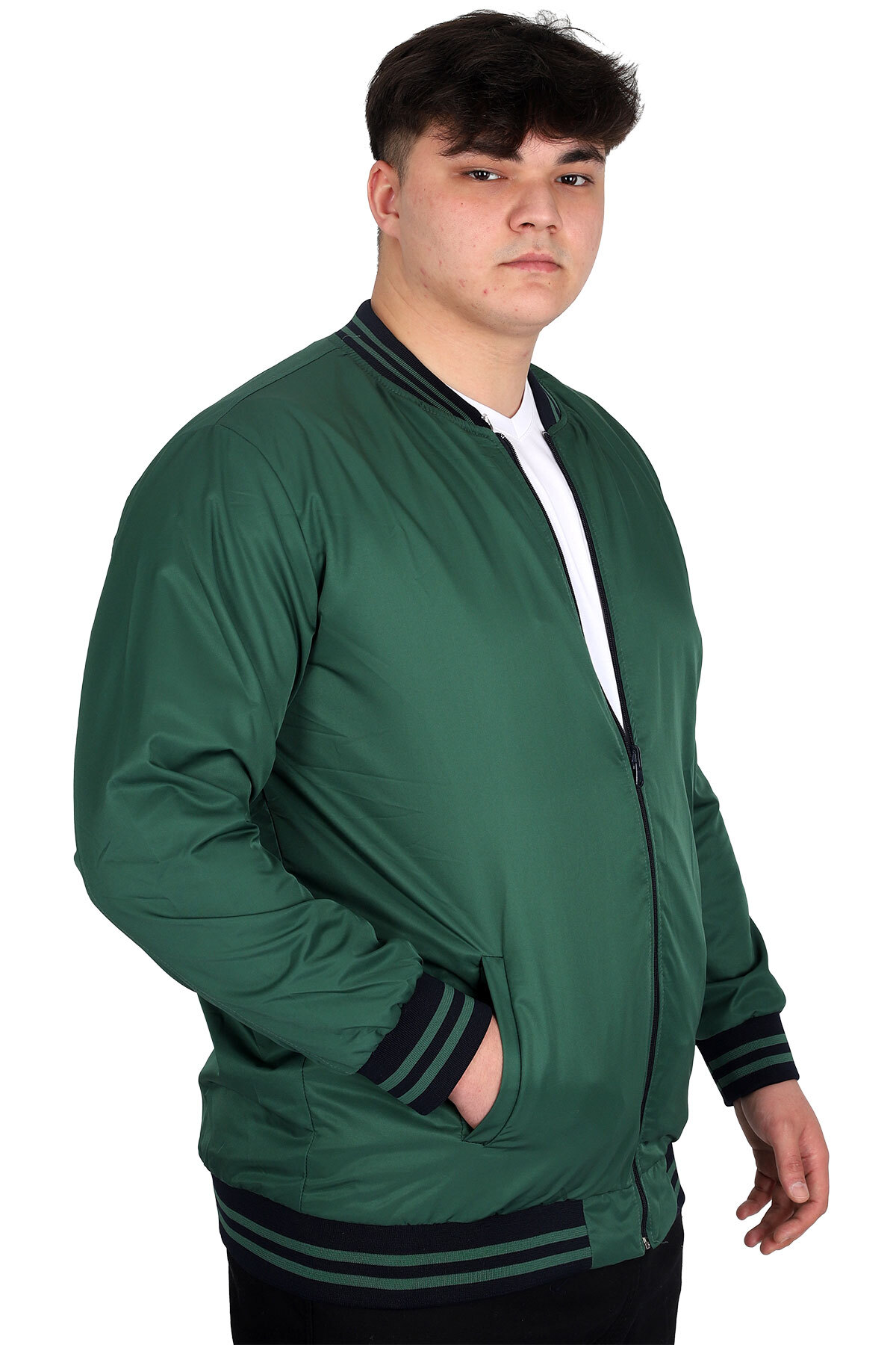 ModeXL Mode XL Büyük Beden Erkek Çift Taraflı Mont 23652 Lacivert-Yeşil görsel 3
