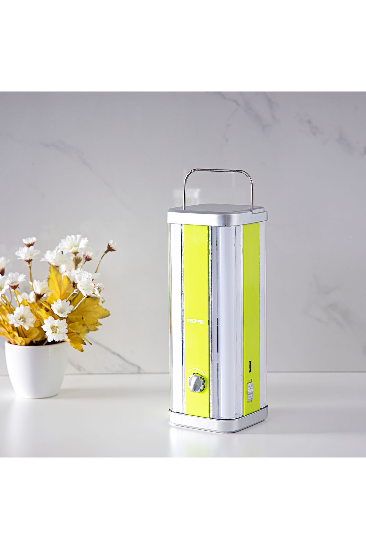 Geepas-Multi-functional LED Emergency Lantern 4000mAh | Lightweight | Solar Input with Dimmer Function 1