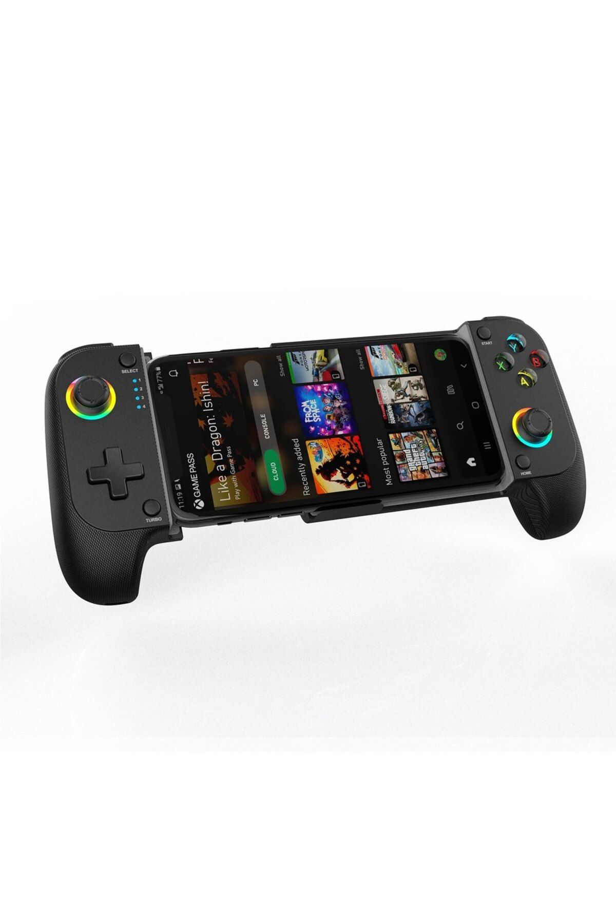 Choice-وحدة تحكم ألعاب محمولة باللون الأسود لأجهزة iPhone وAndroid مع إضاءة RGB، تدعم اللعب عن بعد من PS وXbox 1