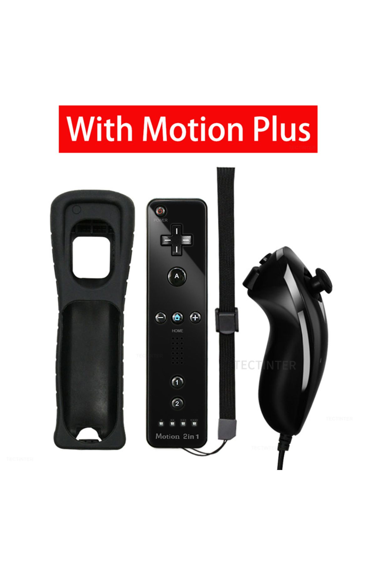 TECTINTER-وحدة تحكم لاسلكية BKBK مع جهاز تحكم عن بعد MP 1 زوج متوافق مع وحدة تحكم Nintendo Wii ووحدة تحكم Nunchuck Remo 1