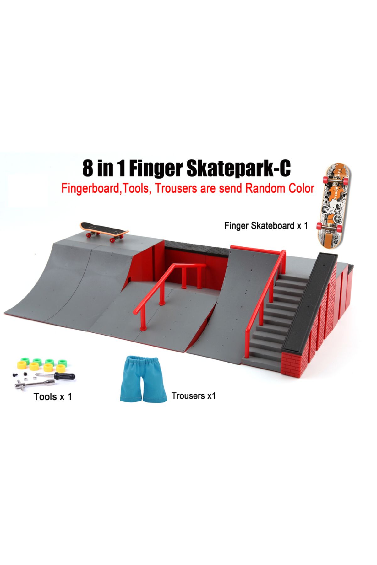 Choice-8C Finger Skateboard Big Scene DIY Mini Park Finger Skatepark Ramp Track Stairs Venue Combination In 1