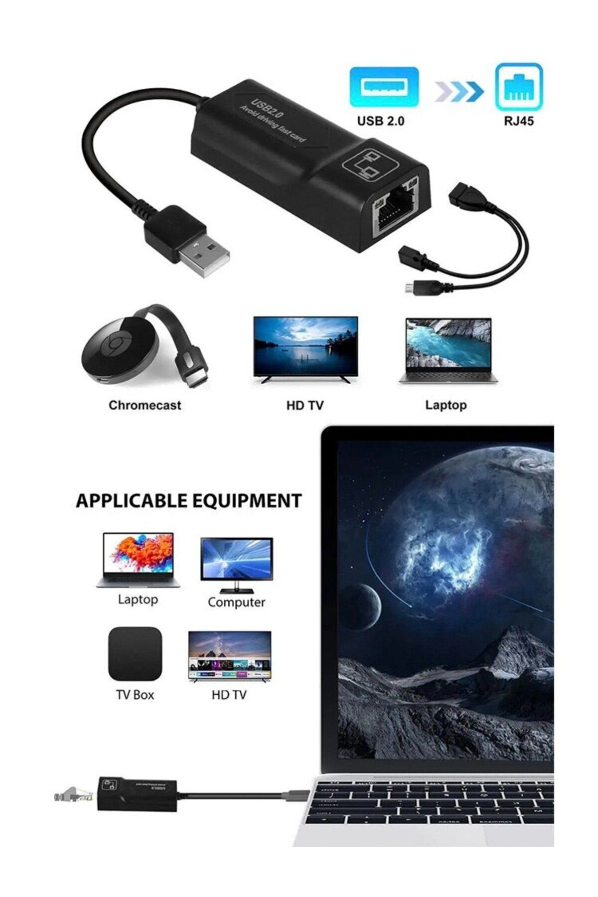 Choice-Black Usb2.0 To Rj45 Network Cable Adapter 100mbps Wired Network Card External Drive Free Network Ca 8