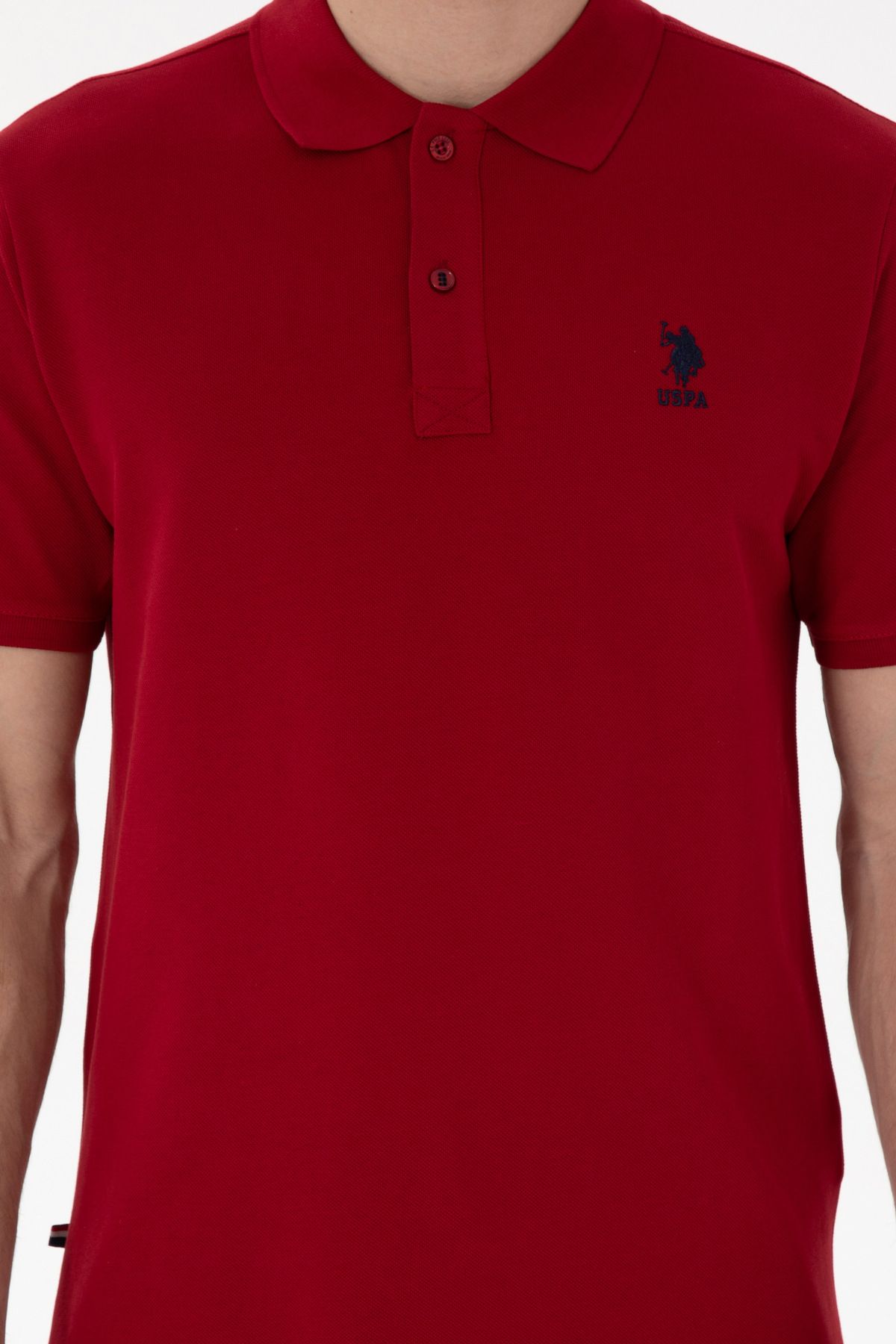 U.S. Polo Assn.-تي شيرت رجالي ذو قصة عادية وياقة بولو باللون الأحمر الداكن 50298031 -vr014 6