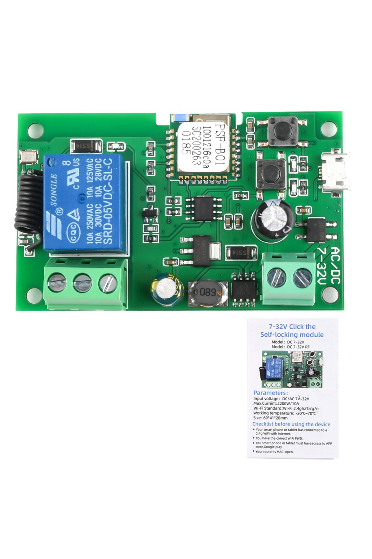 Choice-EWeLink APP USB5V/DC7-32V 1-way WiFi Remote Control Relay Switch Module for Smart Intelligent Home 1