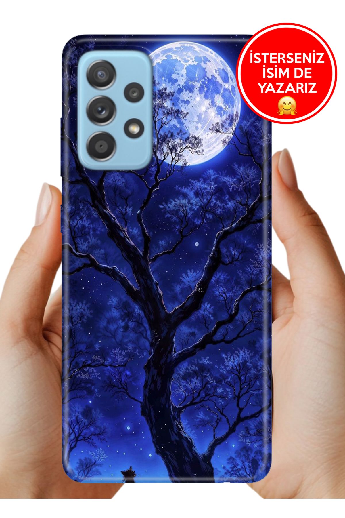 Cekuonline Samsung Galaxy A53 Kılıf Sm A53 Kamera Korumalı Full Desen Arka Silikon Korkutan Dolunay