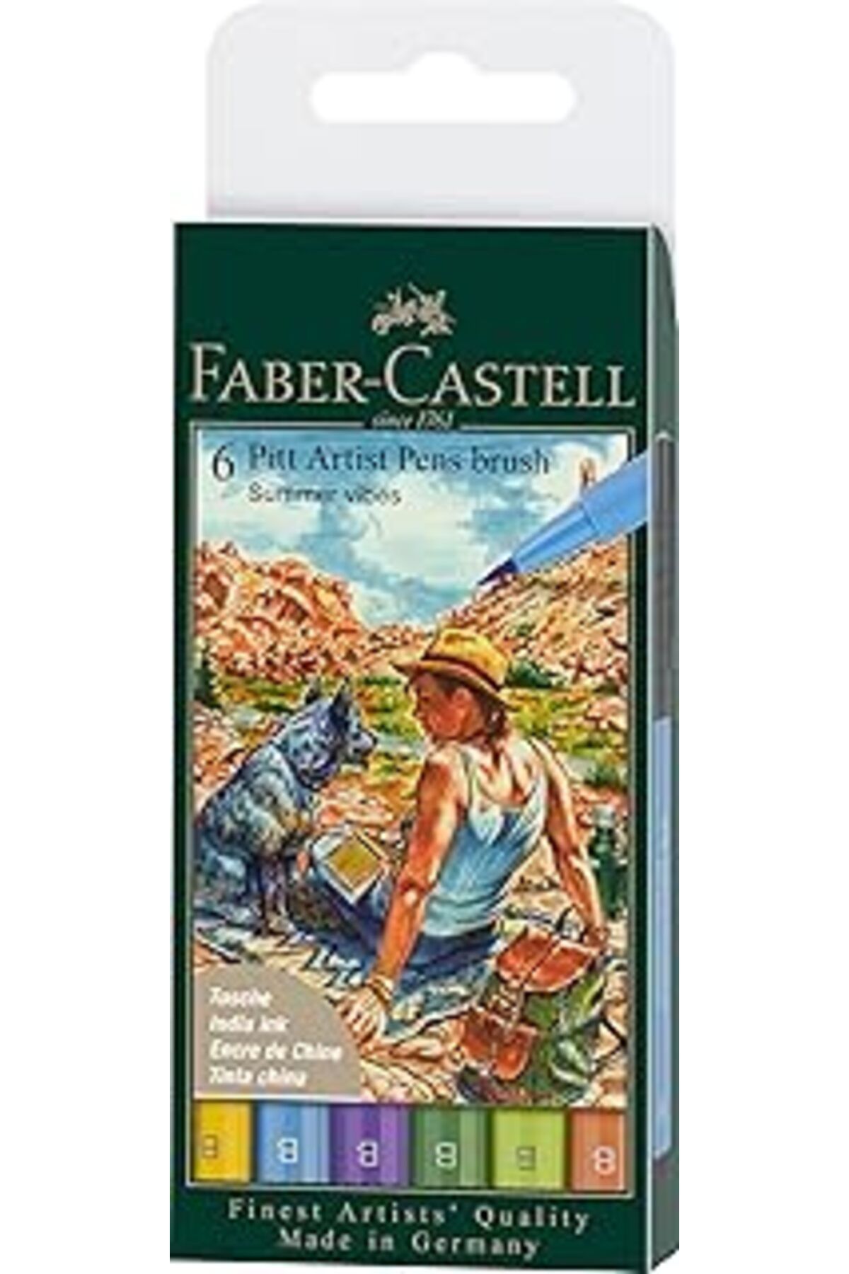 NETWORK ART Faber-Castell Pitt Artist Pen Çizim Kalemi Fırça Uçlu Yaz Serisi 6'lı