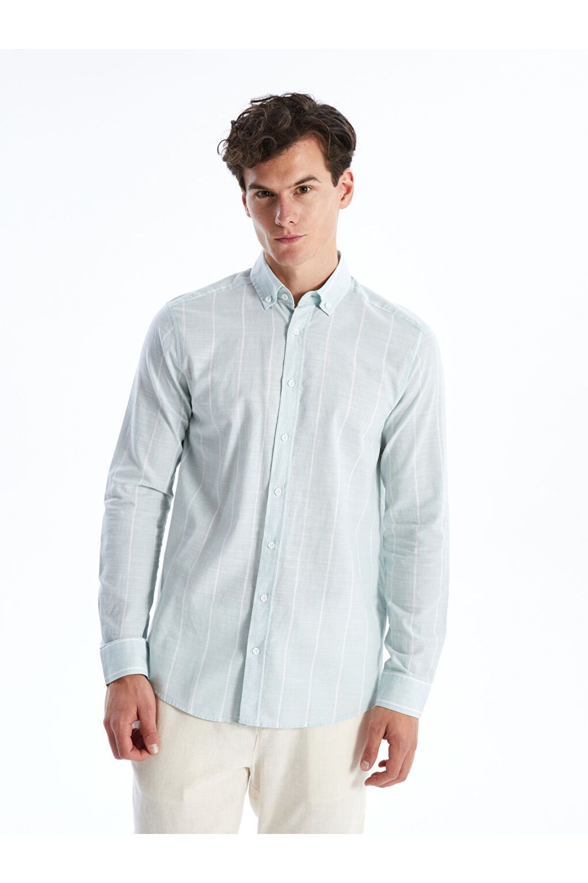 LC Waikiki LCW Regular Fit Uzun Kollu Çizgili Erkek Gömlek