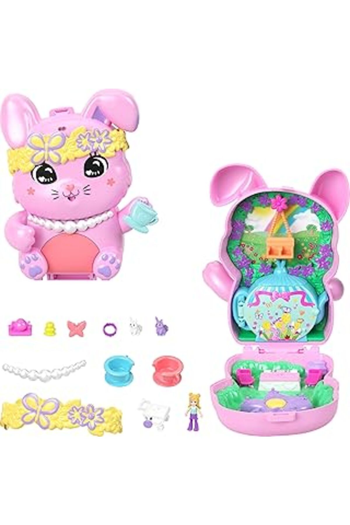 robotrend Polly Pocket Tavşancığın Çay Partisi Mikro Oyun Seti, 4Y+, Jcr40