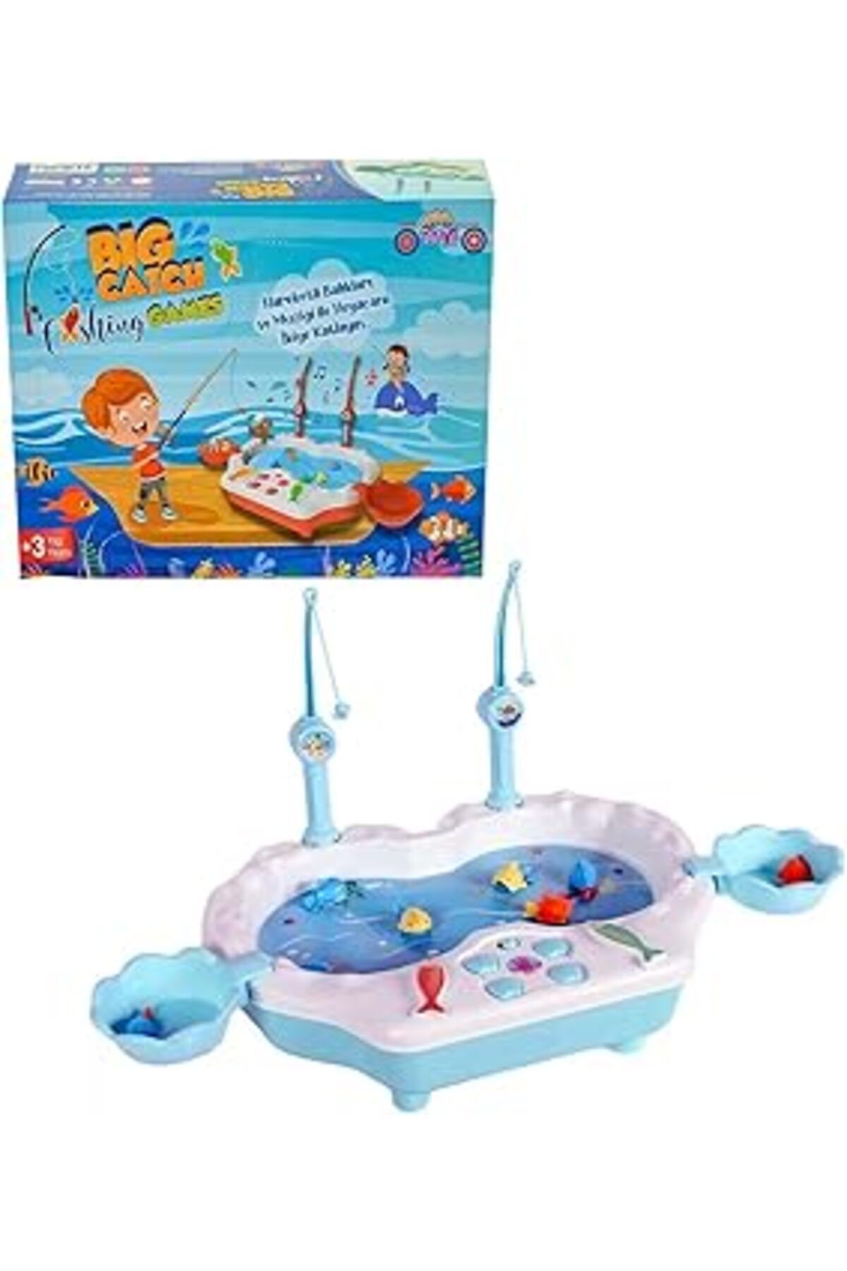 Hepta Collection Sole Müzikli, Havuzda Balık Yakalama Oyunu, 8 Balık Ve 2 Oltalı - Big Catch Fishing Game,mavi