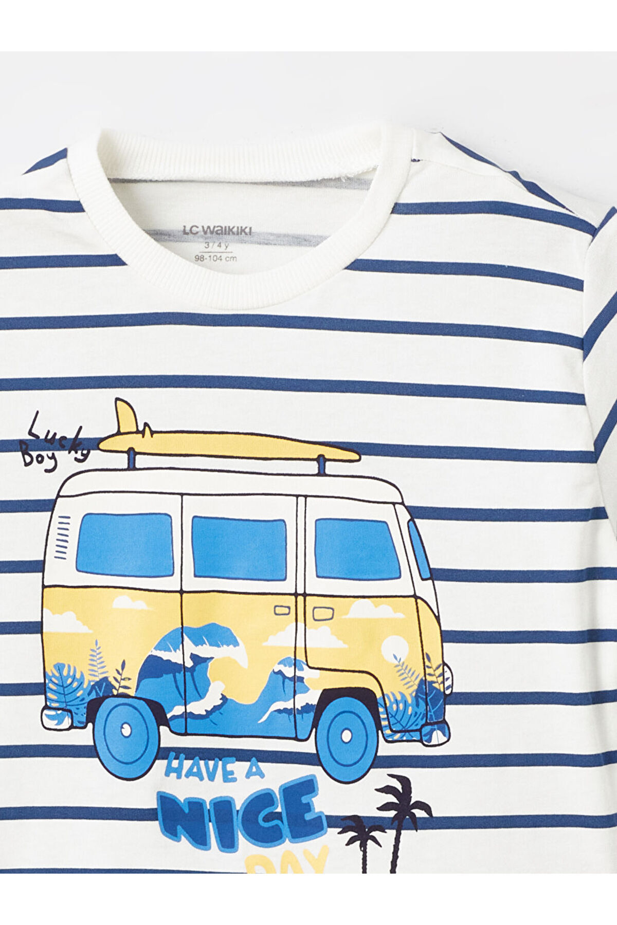 LC Waikiki-Crew Neck Short Sleeve Printed Baby Boy T-Shirt and Shorts Set of 2 3