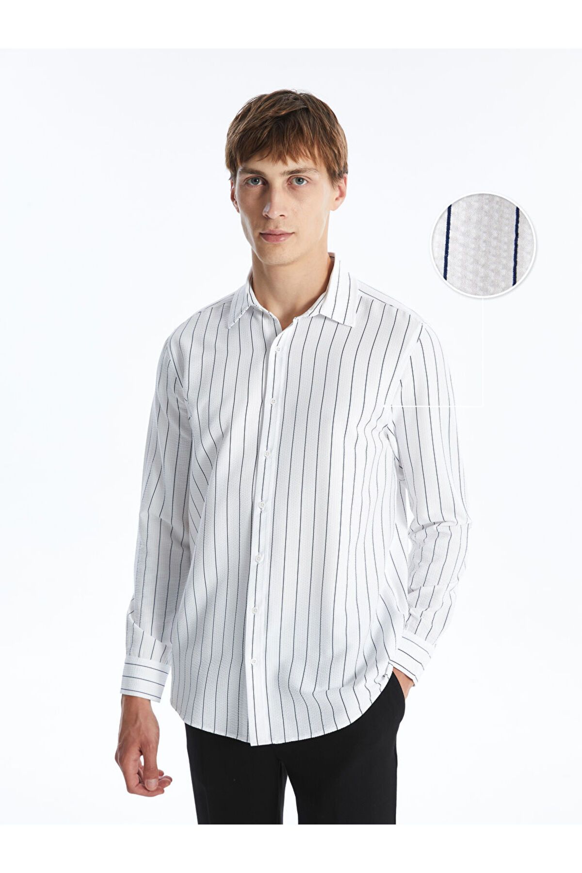 LC Waikiki LCW Slim Fit Uzun Kollu Çizgili Erkek Gömlek