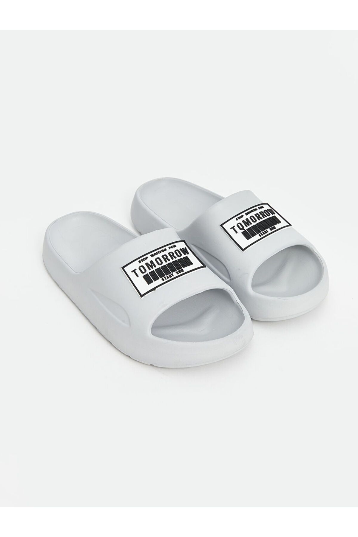 LC Waikiki-Lcw Steps Gray Single Stripe Printed Boy's Slippers 1