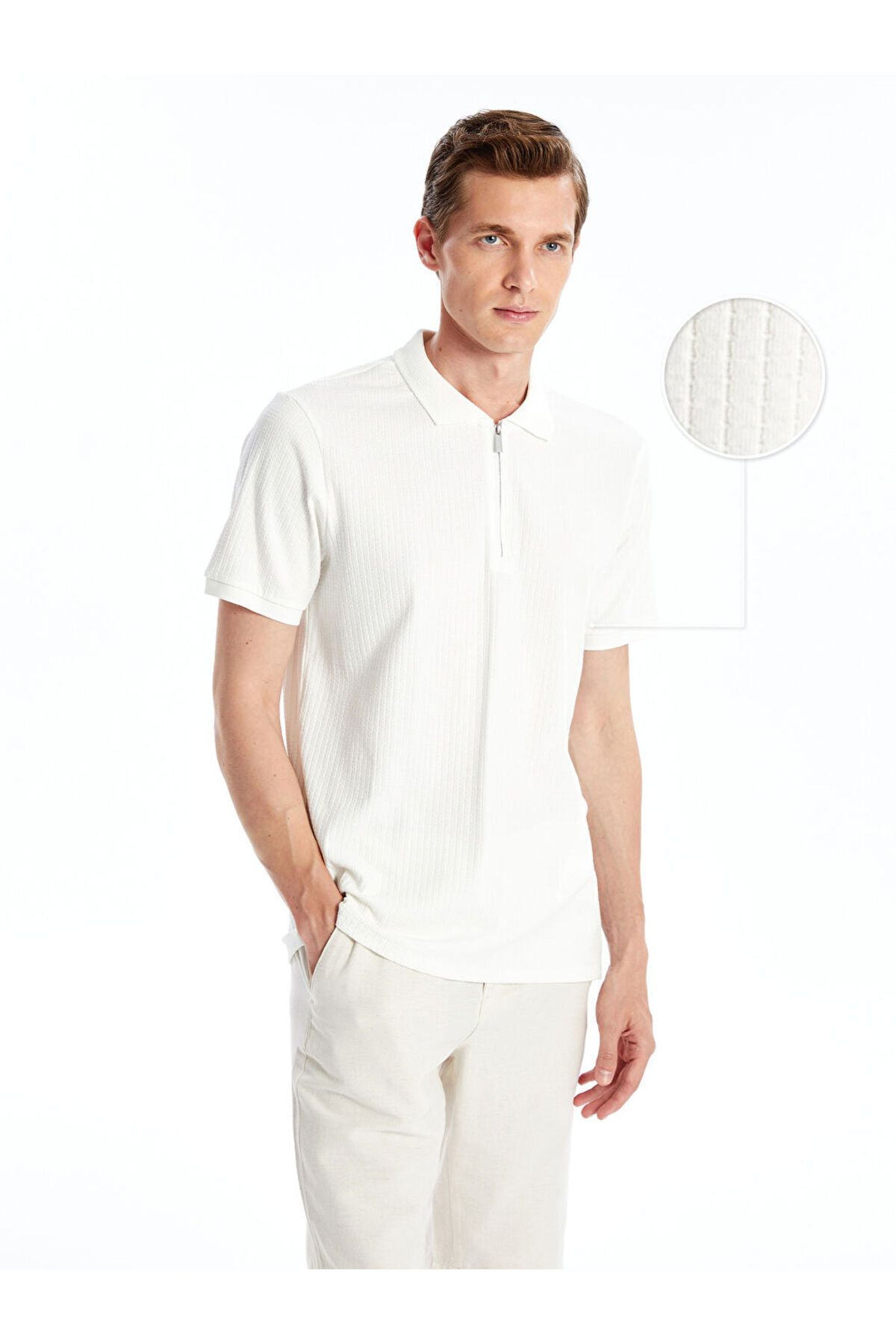 LC Waikiki Yeni Sezon Polo Yaka Kisa Kollu Erkek Dokulu Tisort - S4MK67Z8