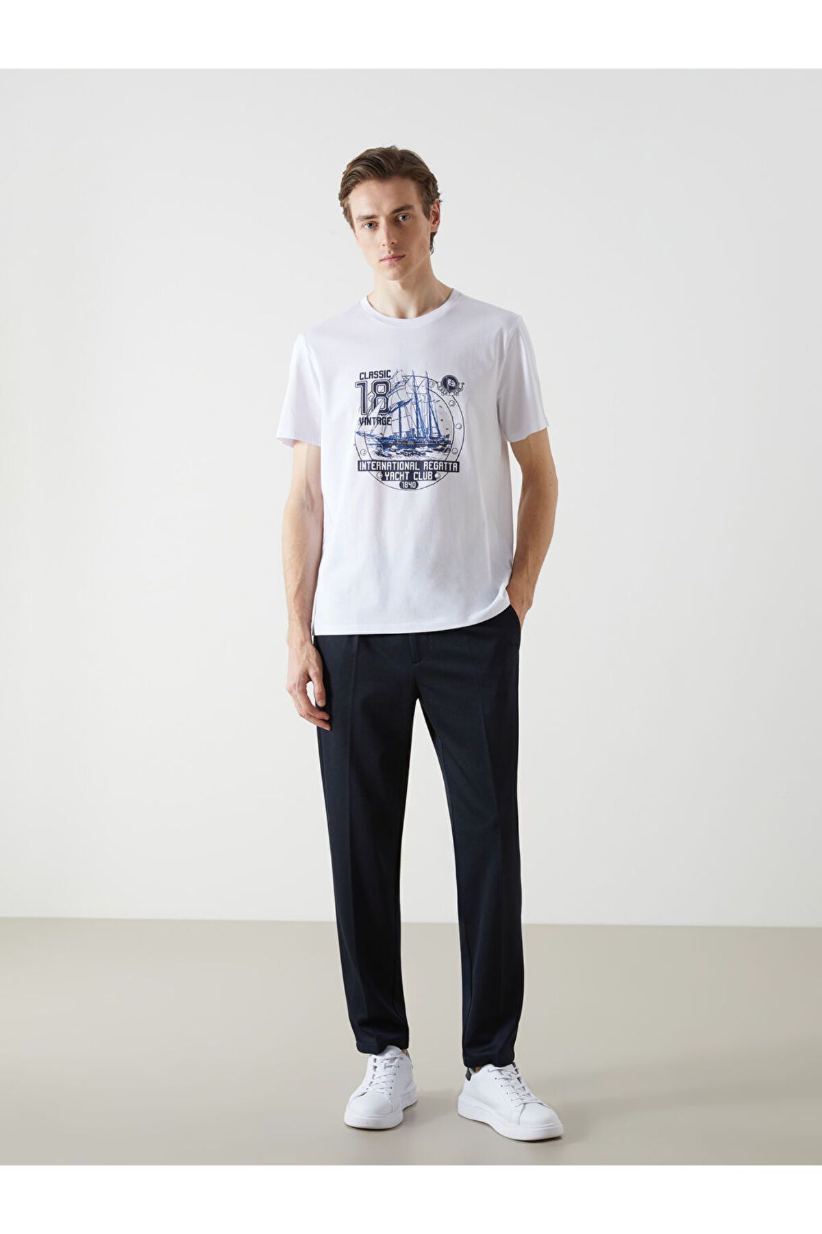 LC Waikiki-Νέα σεζόν Crew Neck κοντομάνικο εμπριμέ χτενισμένο βαμβακερό ανδρικό Tisort - S5I305Z8 2