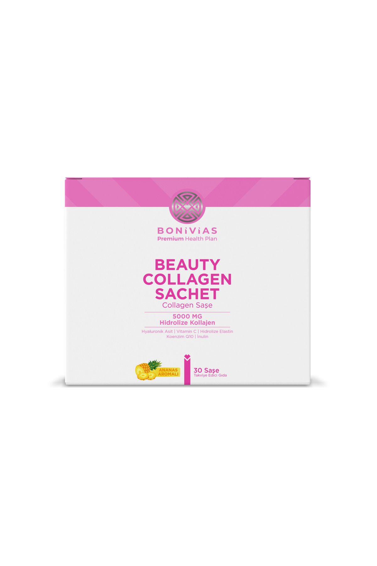 BONİVİAS Beauty Collagen Cure Hidrolize Kollajen, Hyaluronik Asit, Inulin, Elastin, Q10, Takviye Edici Gıda