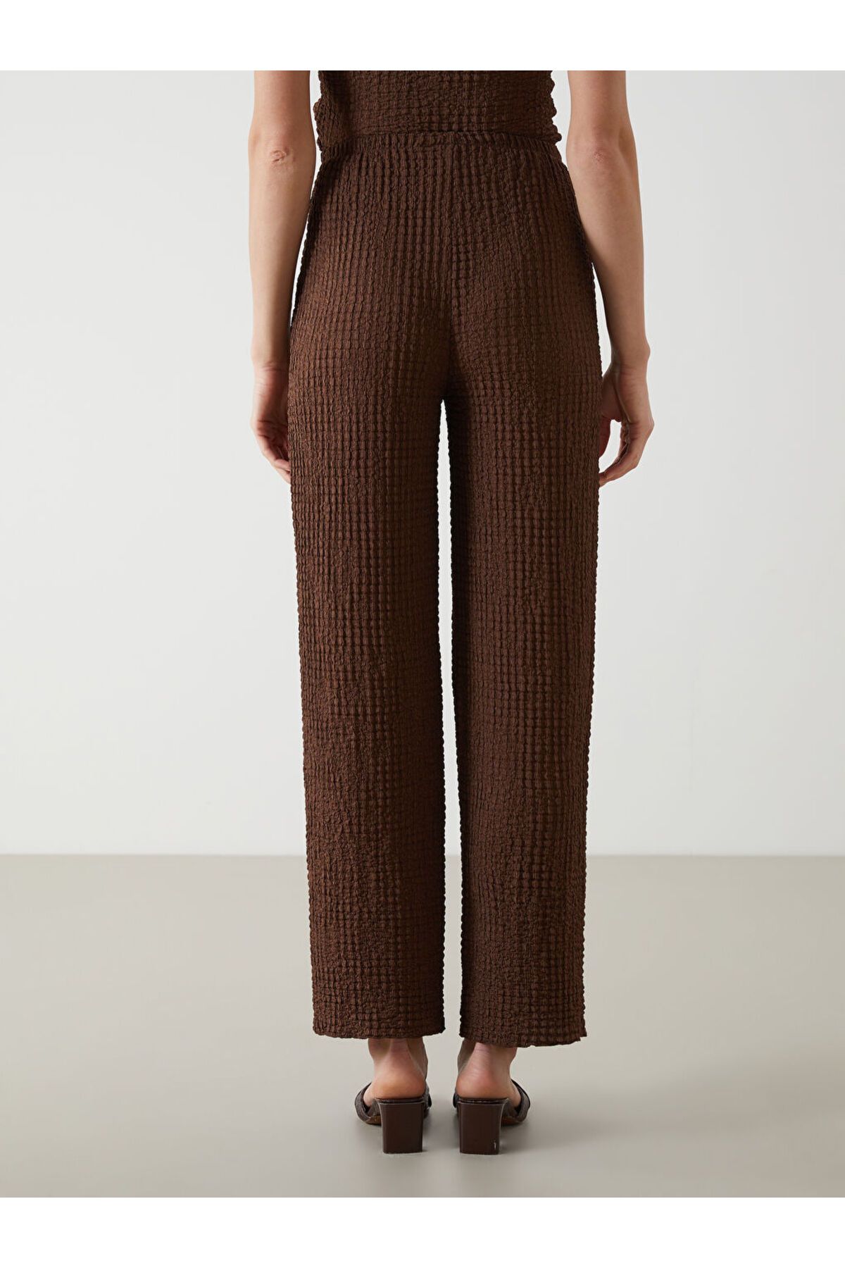 LC Waikiki-Create Your Style from Uzg Store |   Textured Women's Trousers with Elastic Waist 5