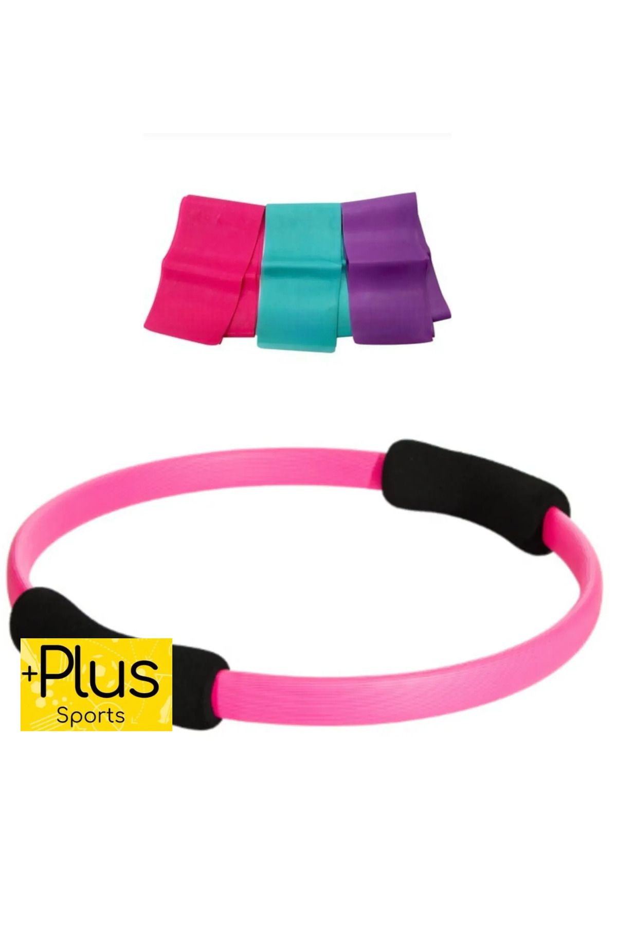 PLUSSPORT Pilates Çemberi ve 3'Lü Pilates Bandı Plusset