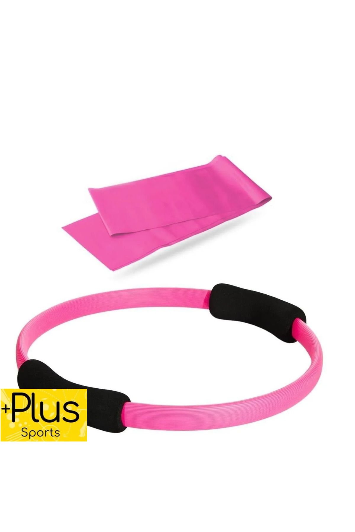 PLUSSPORT Pilates Çemberi Ve Pilates Bandı - Pembe