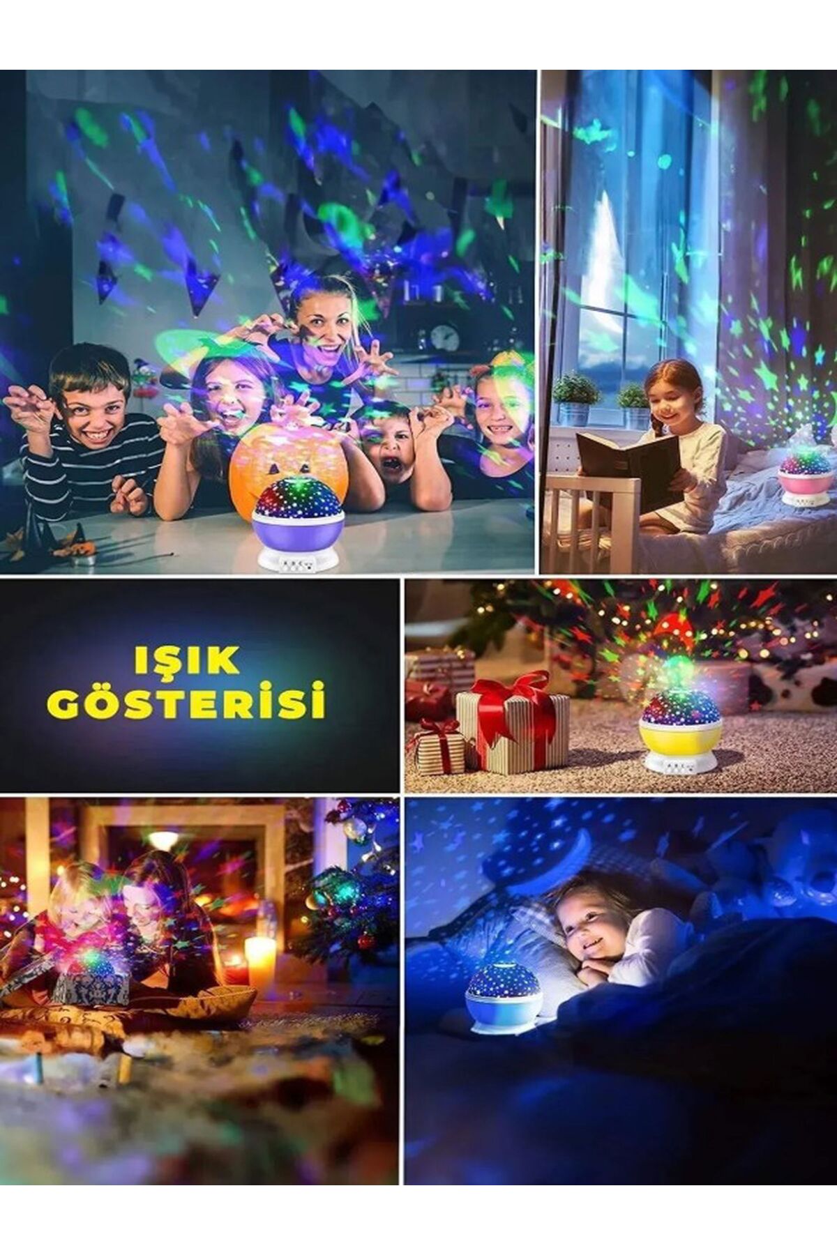 Özasya AVM Gece Lambası Tavana Işık Yansıtan Dönen Yıldız Ay Projeksiyon Çocuk ve Genç Odası Lamba Işık Küresi fotoğrafı 4 (önizleme)