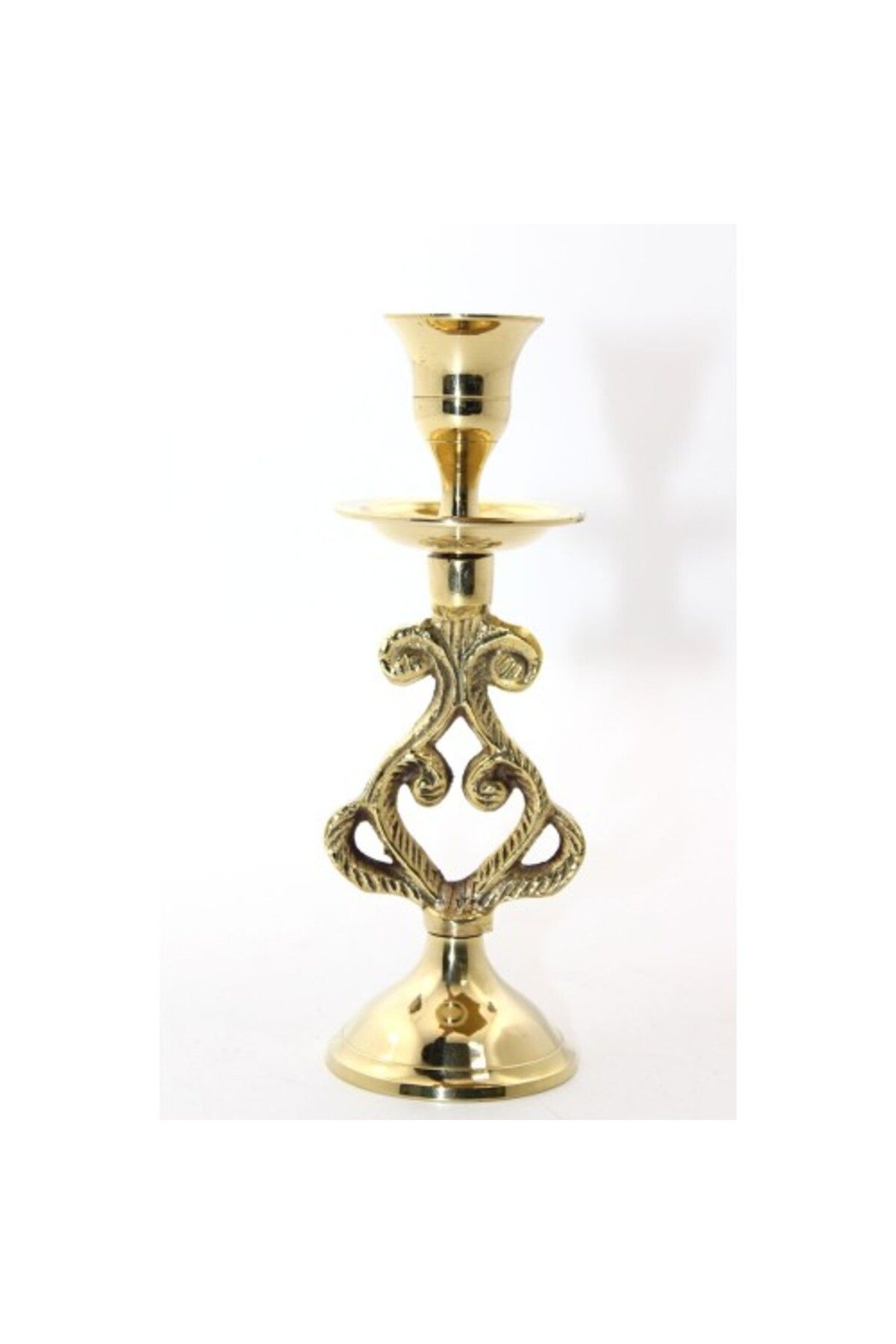 Mu Art Ahşap Tekli Pirinç Şamdan Model 5