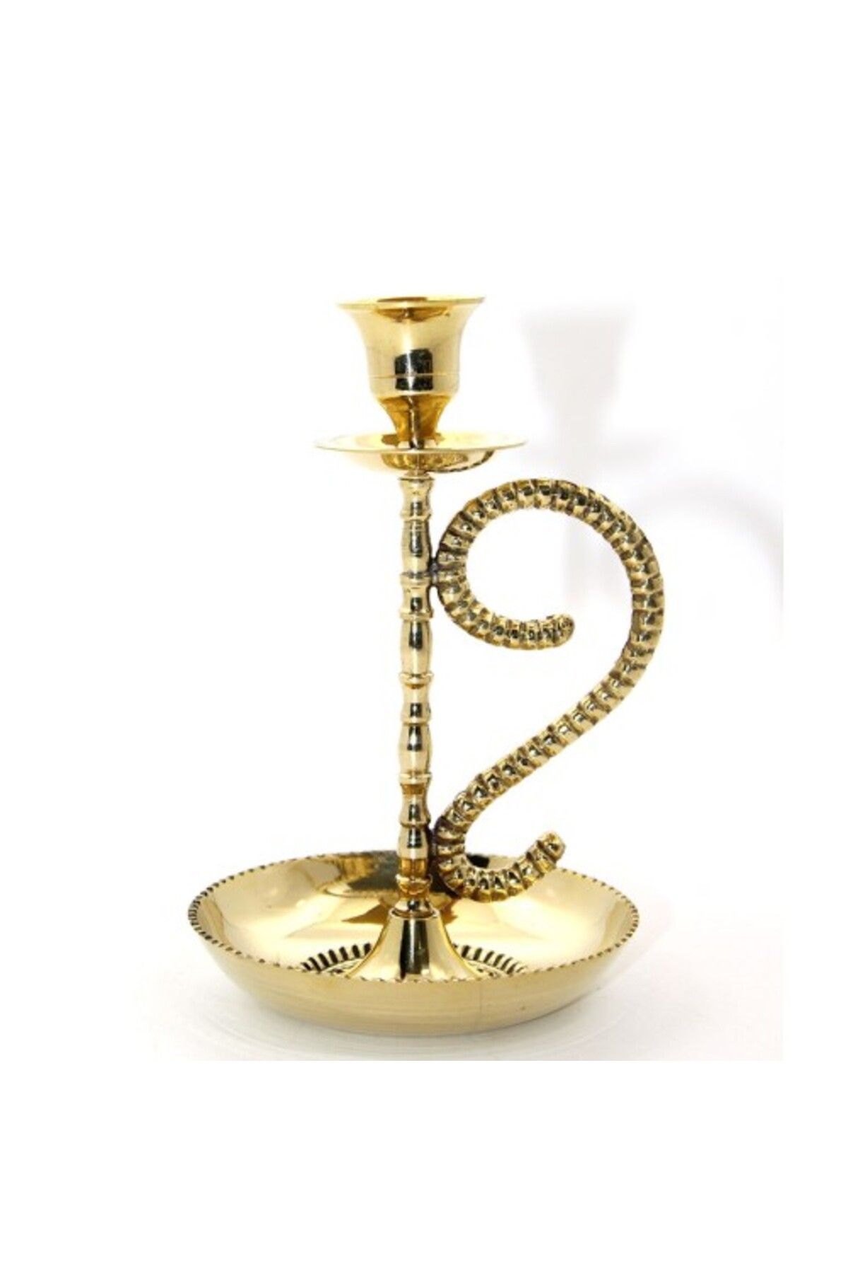 Mu Art Ahşap Tekli Pirinç Şamdan Model 1