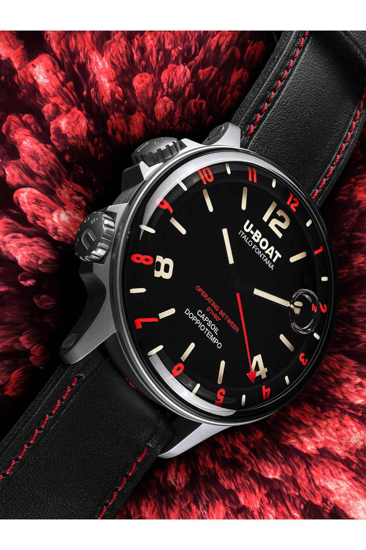 U-BOAT-9674 Capsoil Doppiotempo SS GMT Mens Watch 55mm 10ATM 4