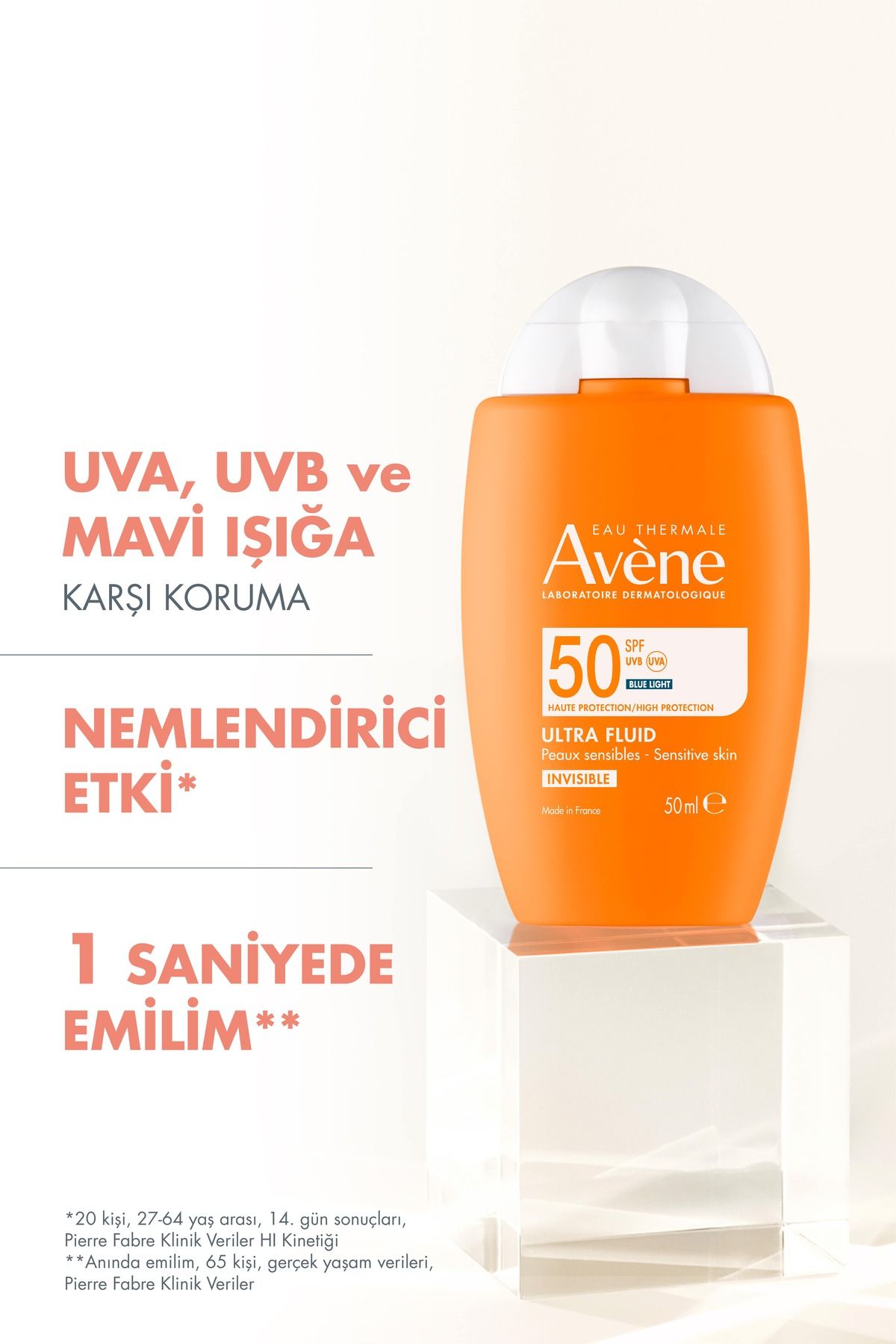 ضد آفتاب Ultra Fluid Invisible Ultra Light SPF 50 برای پوست های معمولی/مختلط 50 میلی لیتر Avene