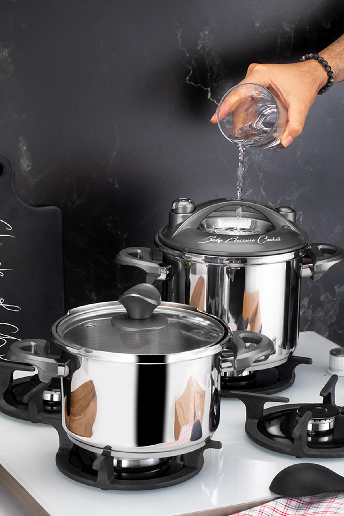 Taç Baby 2'li Düdüklü Tencere Seti 2,5+3,5 Lt Gri