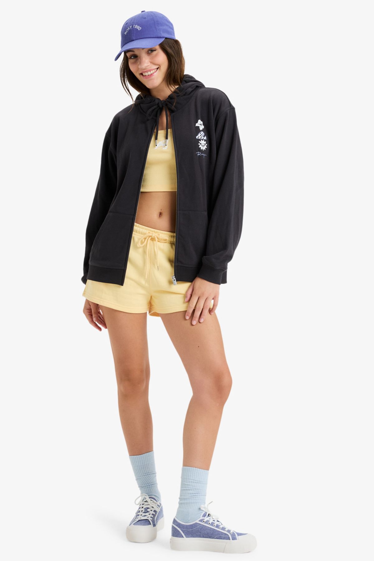 Roxy-Sweatshirt mit durchgehendem Reißverschluss für Damen – Algodon und Polyester Blend Terry Fleece 8