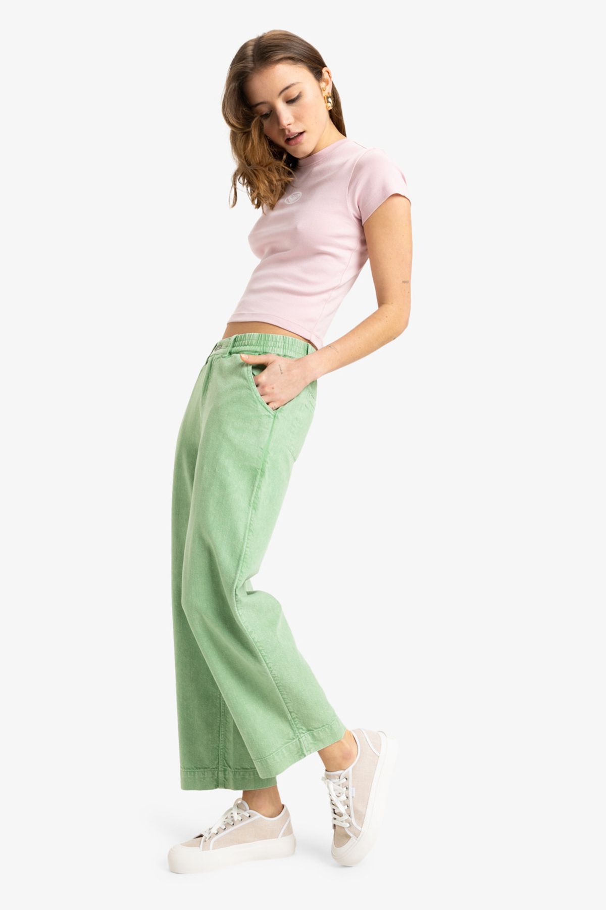 Roxy-Hose mit elastischem Bund für Damen – Mid Weight Washed Twill Cotton 7