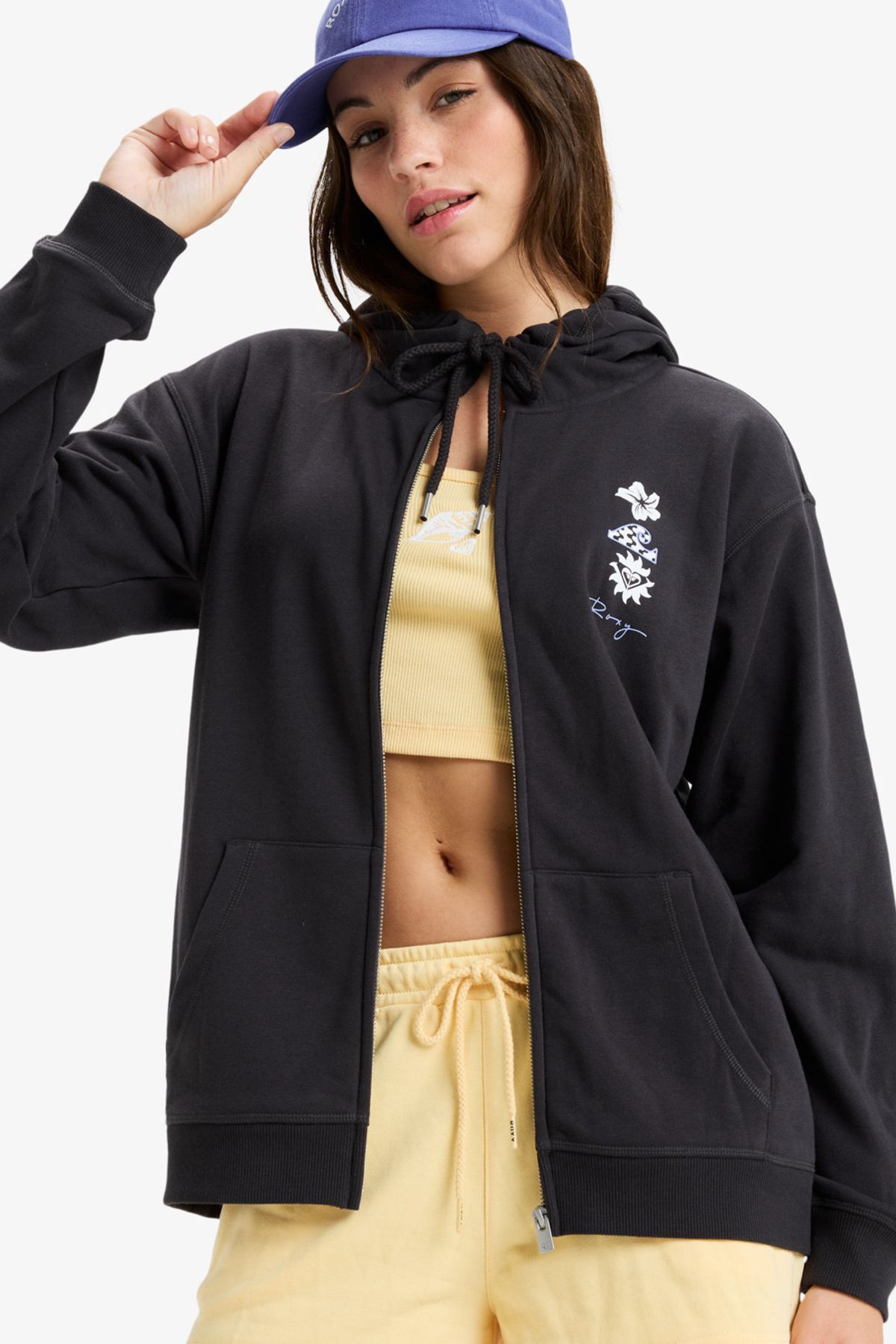 Roxy-Sweatshirt mit durchgehendem Reißverschluss für Damen – Algodon und Polyester Blend Terry Fleece 5