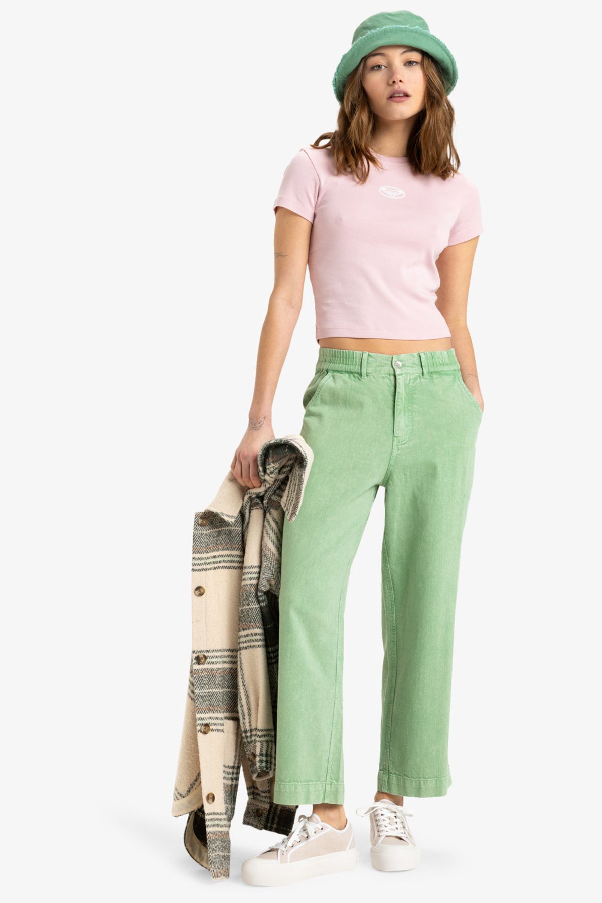 Roxy-Hose mit elastischem Bund für Damen – Mid Weight Washed Twill Cotton 9