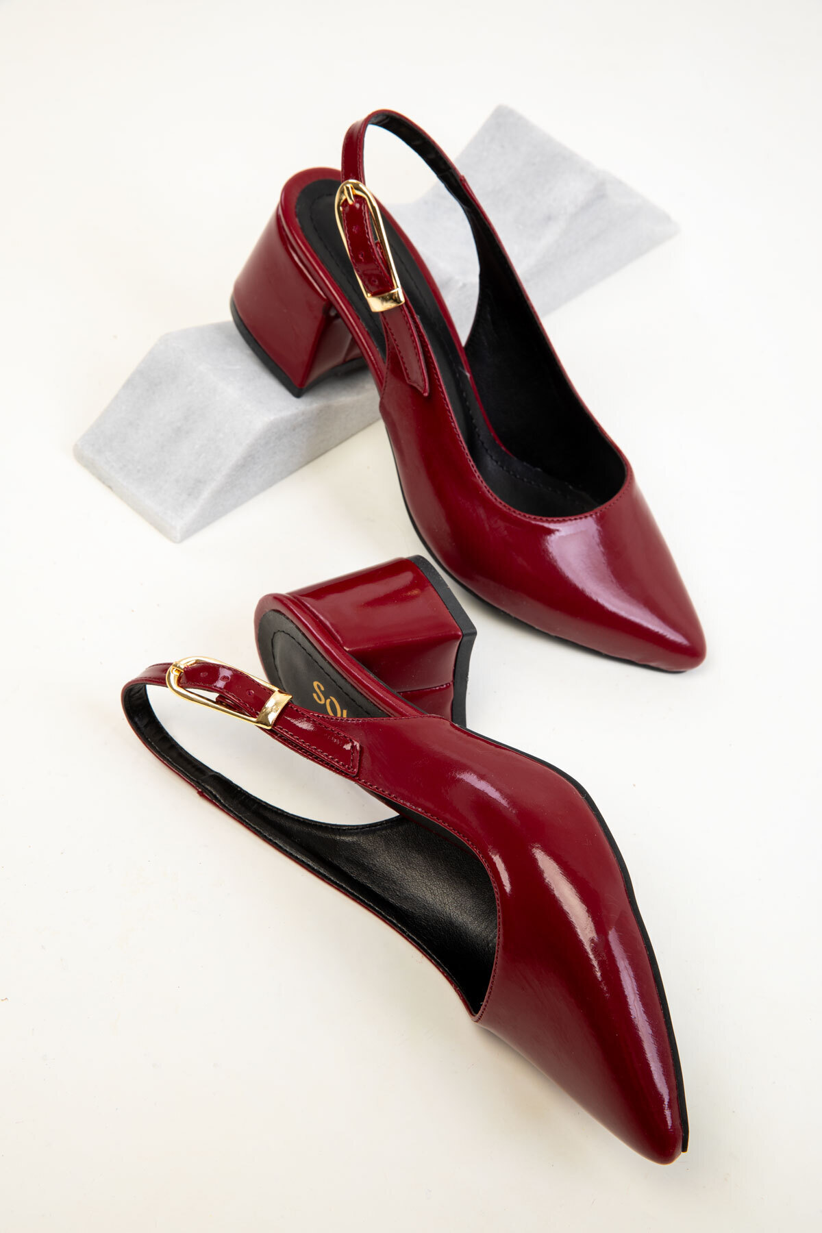 SOHO-Klassische Damenschuhe mit Absatz aus bordeauxrotem Lackleder 20379 4