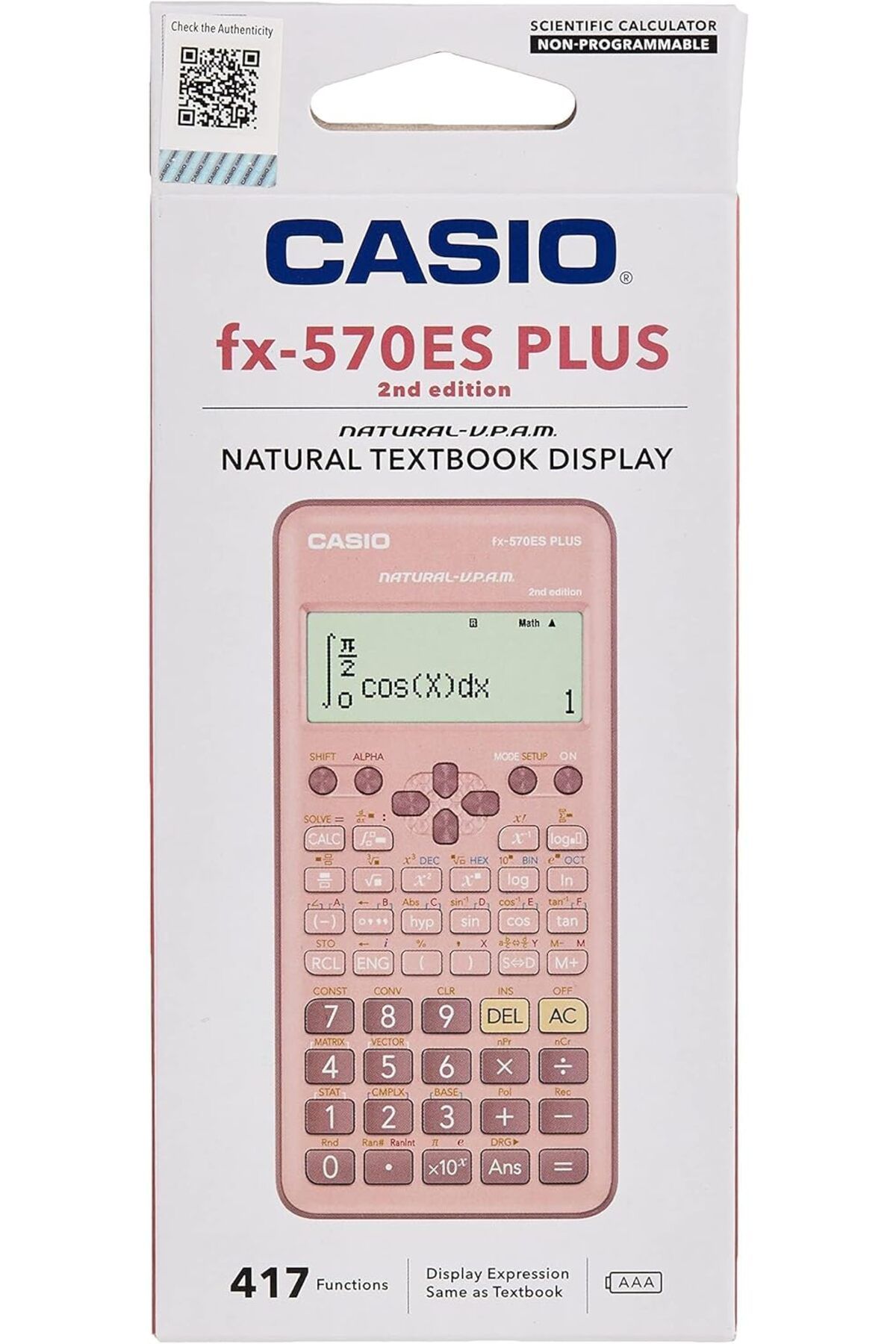 Casio-آلات حاسبة علمية قياسية 10 + 2 رقم 417 وظيفة لون وردي FX-570ESPLUS2PKWDT 3