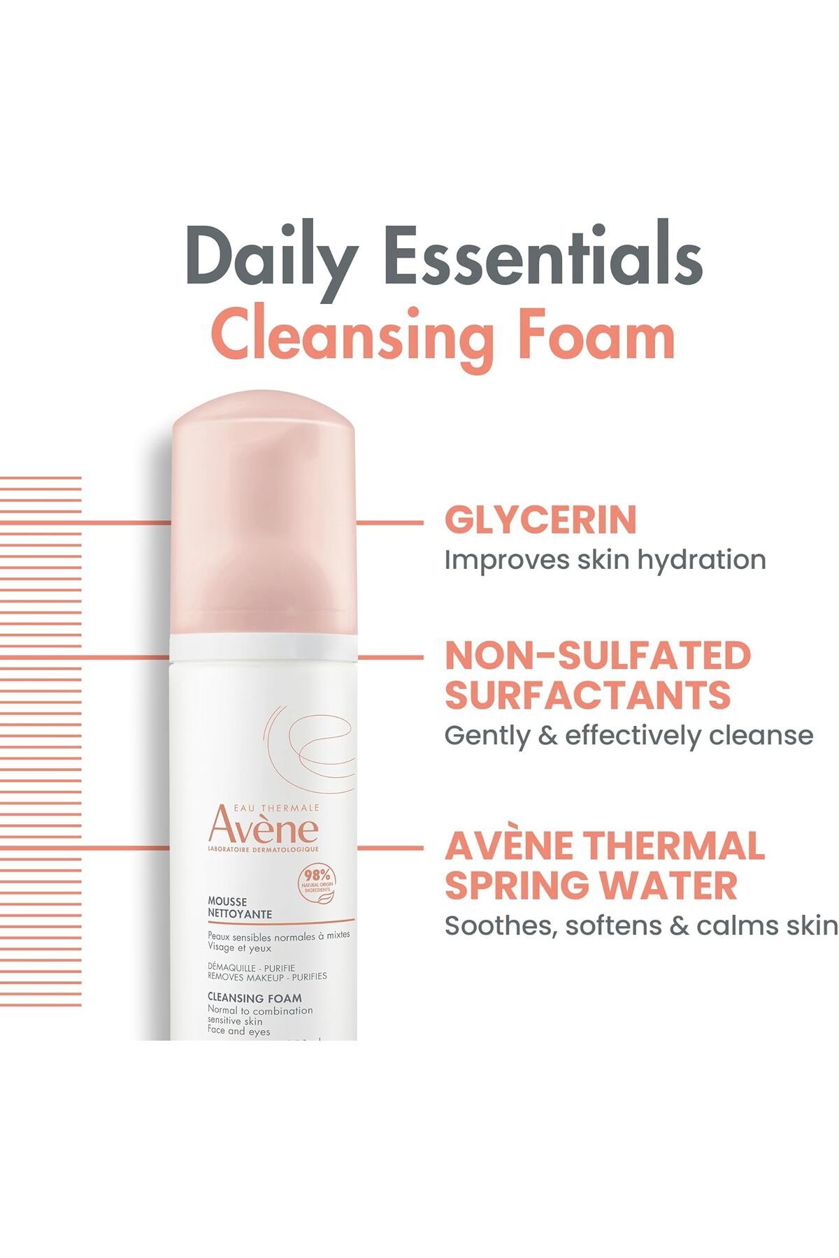 Avene-Cleansing Foam for Normal and Mixed Sensitive Skin 150 ml 7