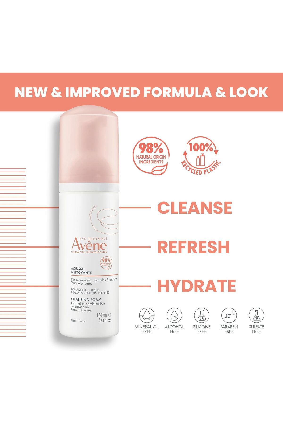 Avene-Cleansing Foam for Normal and Mixed Sensitive Skin 150 ml 4