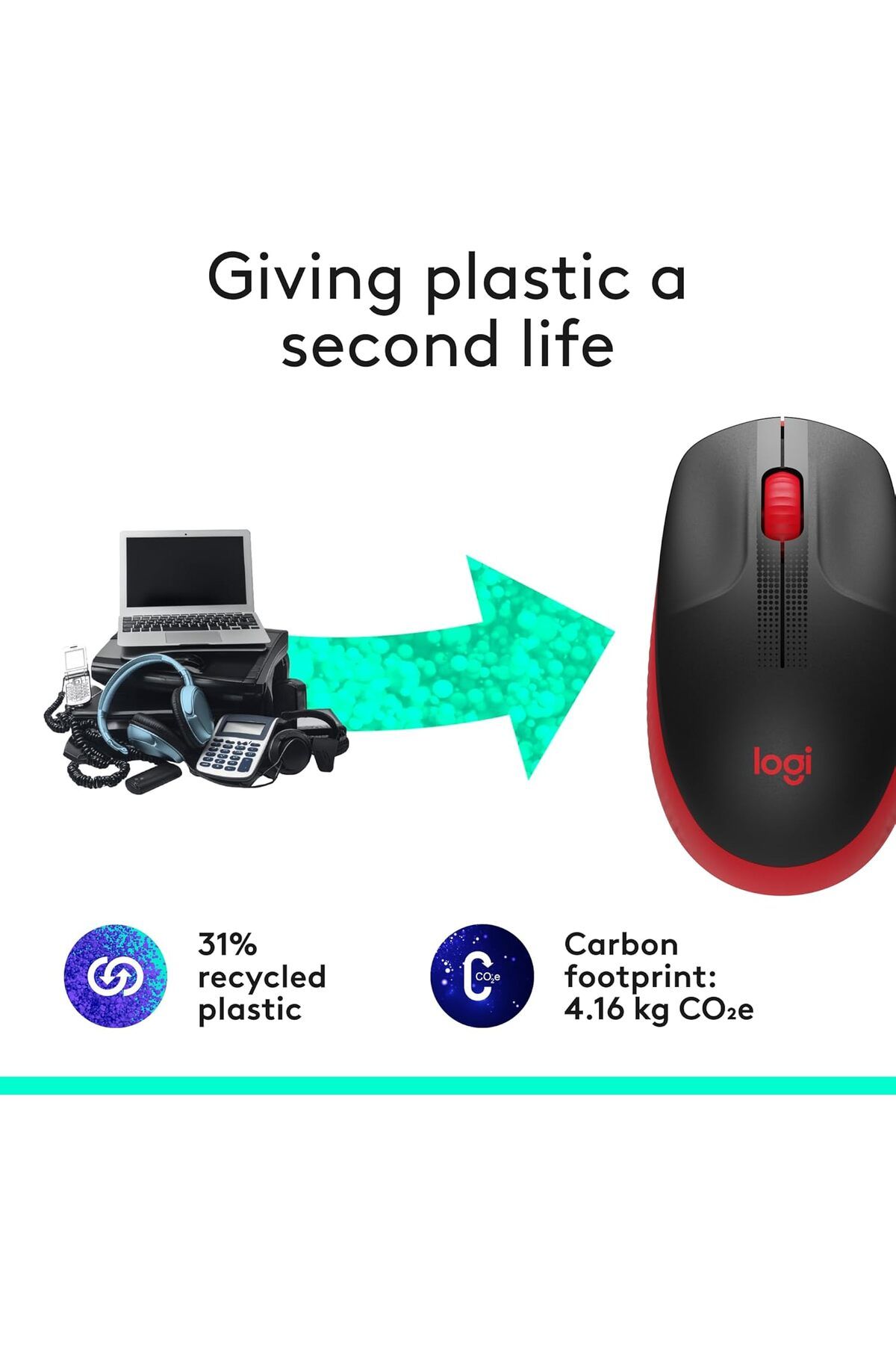 logitech-ماوس لاسلكي M190، تصميم منحني مناسب للاستخدام باليدين بالكامل، بطارية تدوم 18 شهرًا مع توفير الطاقة 4