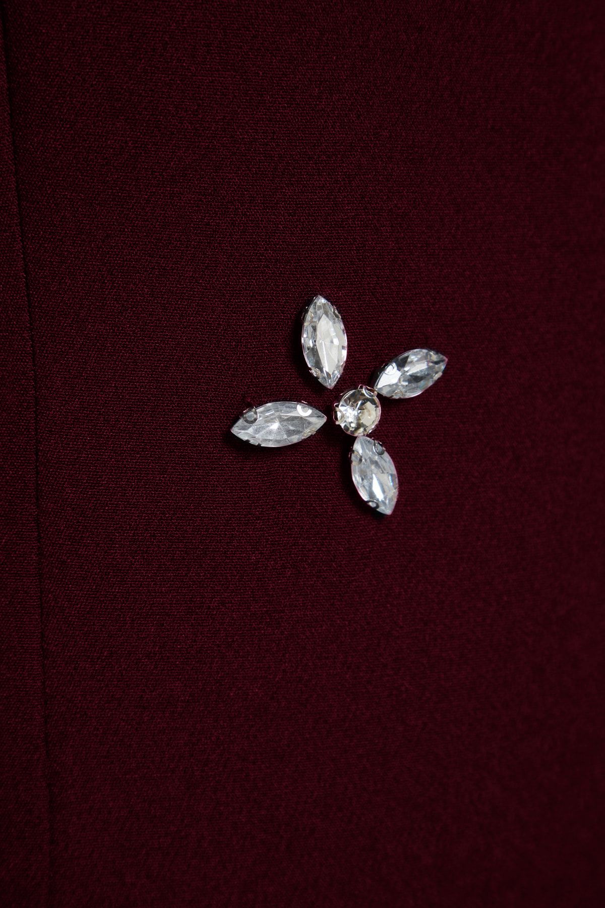 Trendyol Modest-Burgundowa sukienka kamizelka z kwadratowym kołnierzykiem i haftem kamiennym TCTSS23EB00157 7