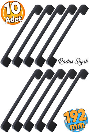 Badem10 10 Adet Radus 192 Mm - 19.2 Cm Siyah Metal Mobilya Mutfak Çekmece Dol...