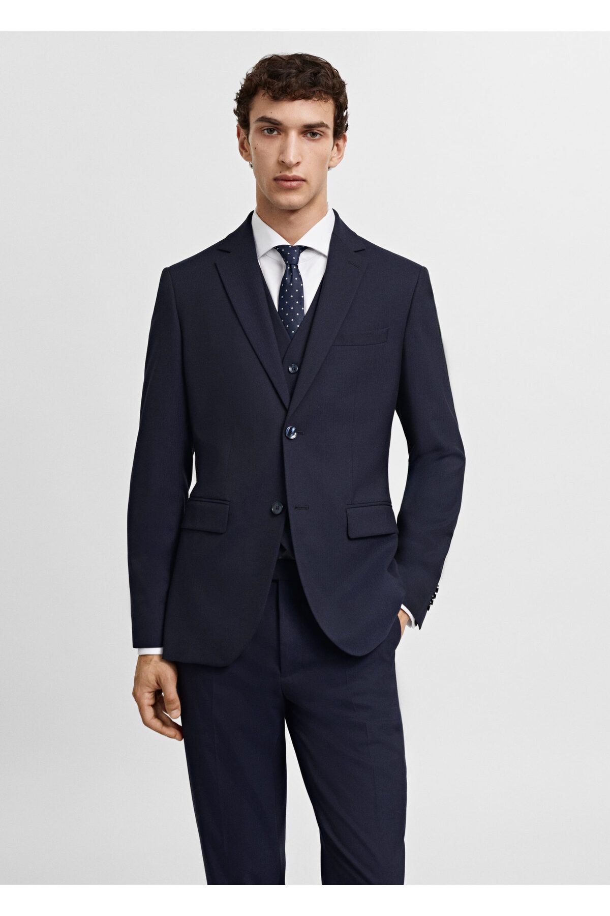 MANGO-Men's Navy Blazer Jacket 67130013 8