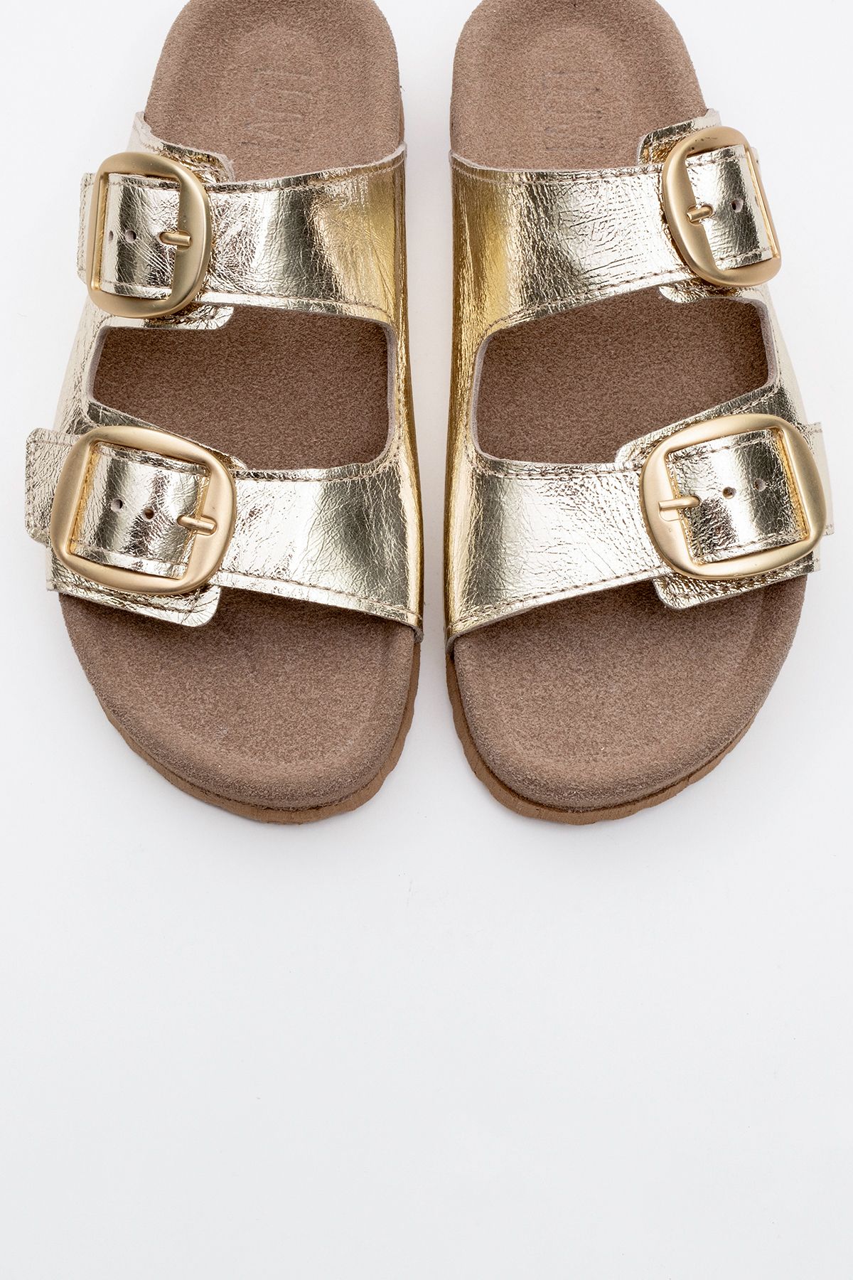 دمپایی طلایی زنانه Ovesta Gold Goloine چرمی Double Band Dlippers luvishoes